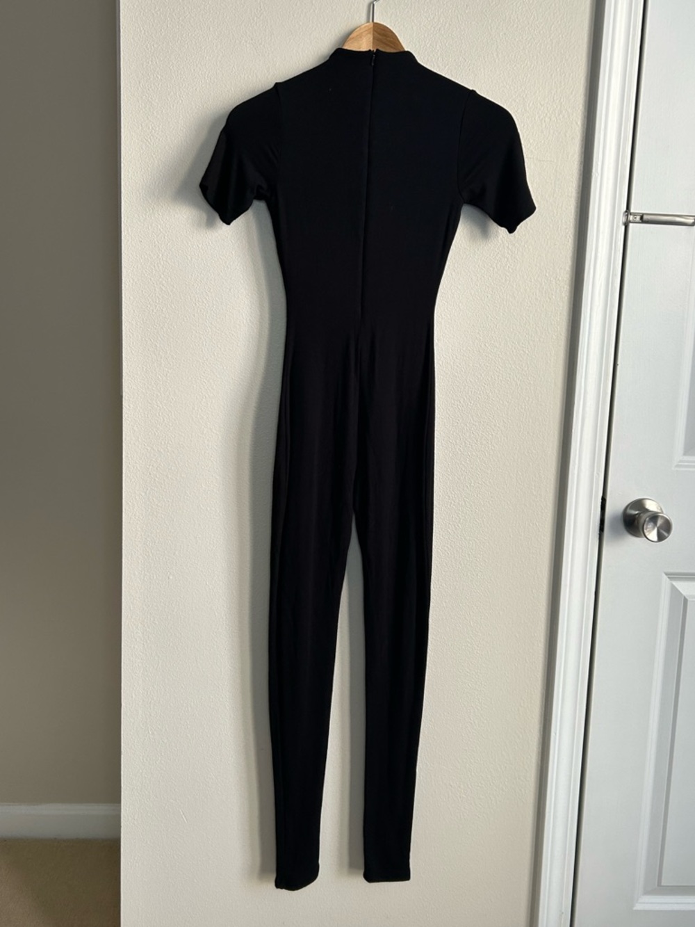 NWT Naked Wardrobe Sculpt Short Sleeve Jumpsuit Black Viscose Mock Neck Size XS - Picture 7 of 9